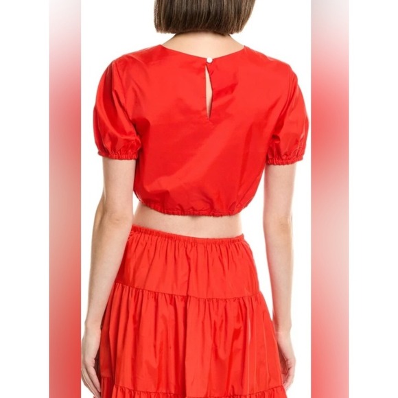 Staud Red Two-Piece Set Crop Top Med & Tiered Maxi Skirt Lg Tie Detail Boho Chic - Picture 4 of 16